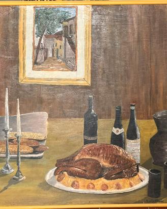Natura morta su compensato anni 70. Firmato