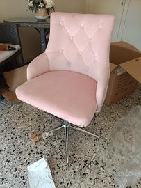 sedia ufficio regolabile velluto rosa