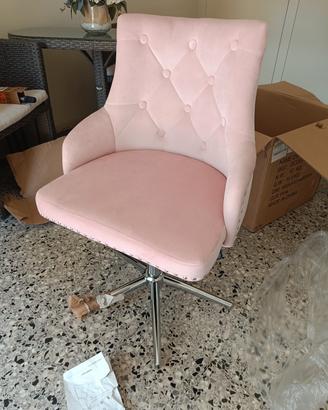 sedia ufficio regolabile velluto rosa