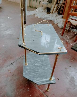 porta catino bagno con specchiera in ottone