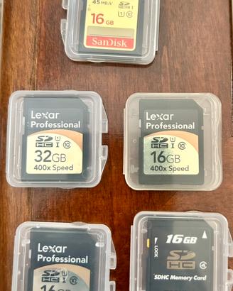 Schede Lexar/Sandisk 32-16 Gb