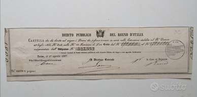 Debito Pubblico cartella del 1867