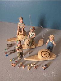 TRE PICCOLE LUMACHE CALAMITA IN LEGNO