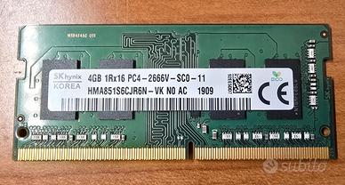 RAM 4GB DDR4 SK HYNIX 4gb 1Rx16 PC4-2666V-SCO-11