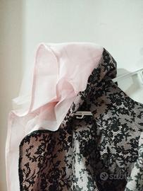 Vestito rosa e nero, primaverile con fiocchi XS