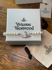 Vivienne Westwood Choker Collana Perle Argento Orb