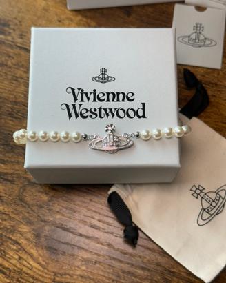 Vivienne Westwood Choker Collana Perle Argento Orb