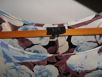 Vestito rose azzurre e foglie scure tg. M