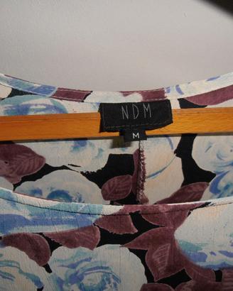 Vestito rose azzurre e foglie scure tg. M