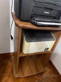 Mobiletto porta stampante in legno a ripiani