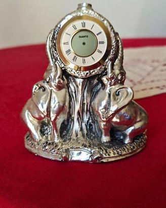 Orologio da Tavolo Elefanti Portafortuna - Vintage