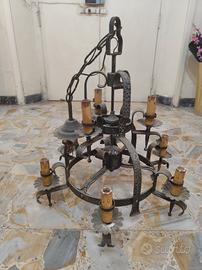 lampadario ferro battuto 