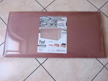 Pouf contenitore in vellutino color rosa antico