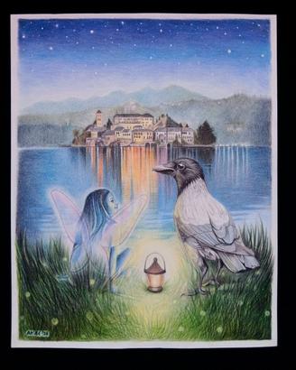 "Magie e misteri del Lago d'Orta " disegno 24x30cm