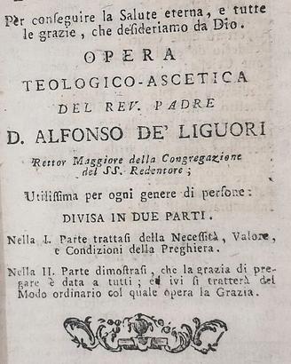 De Liguori Del Gran Mezzo Preghiera - Raro 1759