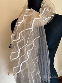 Sciarpa stola in seta écru