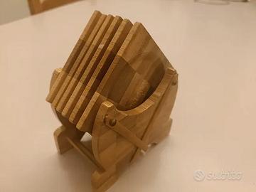 Set 6 sottobicchieri in legno Vintage