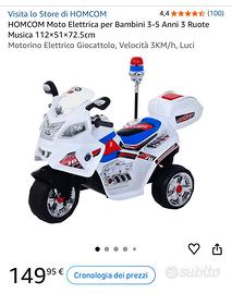 Moto elettrica per bambini HOMCOM 3-5 anni