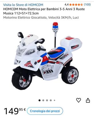 Moto elettrica per bambini HOMCOM 3-5 anni