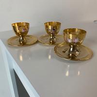 3 Calici con dipinti floreali da esposizione