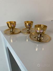 3 Calici con dipinti floreali da esposizione