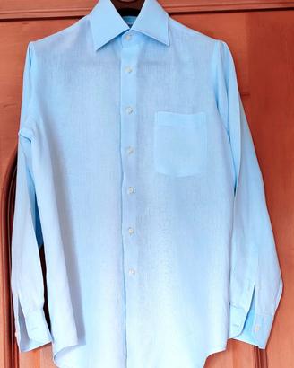 Camicia Barrimore in lino celeste taglia 39