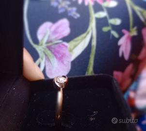 Anello oro bianco 18 kt con diamante certificato