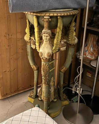 Colonna porta vaso in legno acquasantiera
