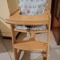 seggiolone in legno massello regolabile
