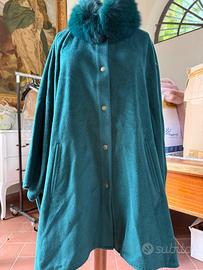 Mantella / Cappa in Angora e Lana verde smeraldo