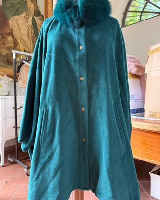 Mantella / Cappa in Angora e Lana verde smeraldo