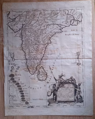 RARA MAPPA ANTICA DELLA PENISOLA DELL'INDIA – 1683