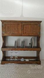 Credenza pensile piattaia in legno massello