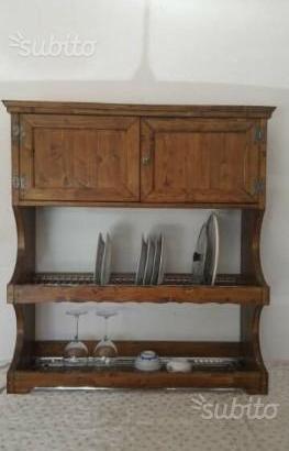 Credenza pensile piattaia in legno massello