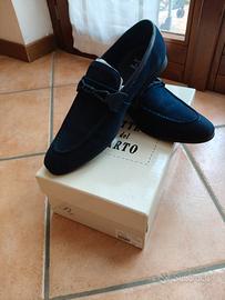 mocassini uomo Bottega del Sarto blu in camoscio 