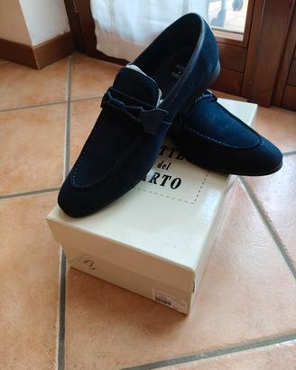 mocassini uomo Bottega del Sarto blu in camoscio 