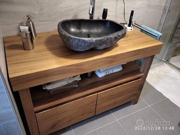 mobile bagno in rovere rustico 2 cassetti