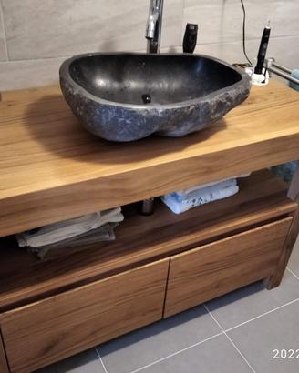 mobile bagno in rovere rustico 2 cassetti