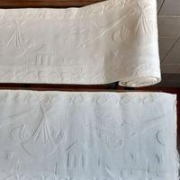 2 antiche fasce neonato in cotone con cicogna