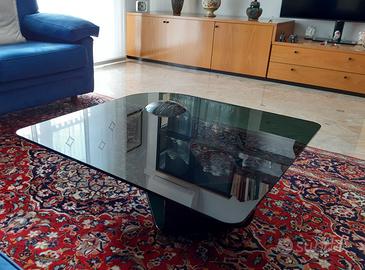 Tavolino da salotto 90 x 90 in cristallo e marmo