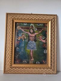 Quadro punti a mano " la Crocifissione "