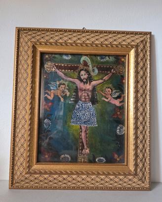 Quadro punti a mano " la Crocifissione "