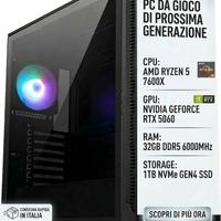 PC Fisso Gaming Ryzen 5 7600X, RTX 5060, 32GB DDR5