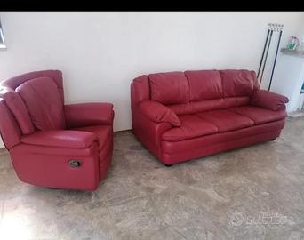 Divano Con Poltrona Apribile in Vera Pelle