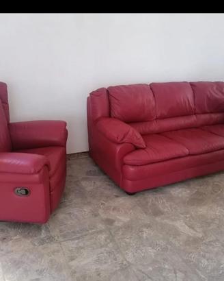 Divano Con Poltrona Apribile in Vera Pelle