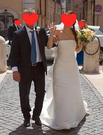 ABITO DA SPOSA PARI AL NUOVO fiocco e velo inclusi