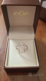 Annello solitario fidanzamento oro bianco diamante