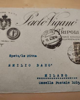 Busta Colonie 1928 da TRIPOLI a Milano - 50c Libia