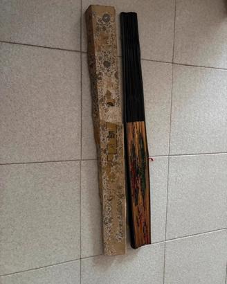 Ventaglio Asiatico da parete Vintage dipinto amano