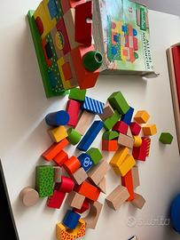 casetta, mattoncini in legno